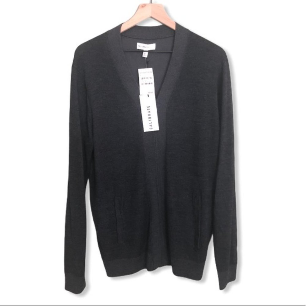 Calibrate Men’s Cardigan Zip up Vneck Sweater